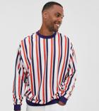 Asos Design Tall Oversized Sweatshirt In Multi Colored Stripes - White