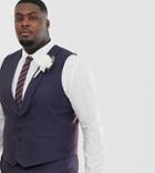 Asos Design Plus Wedding Skinny Suit Suit Vest In Berry Twill-red