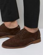 Asos Lace Up Shoes In Brown Suedette With Contrast Details - Brown