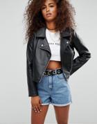 Asos Design Ultimate Leather Look Biker Jacket - Black