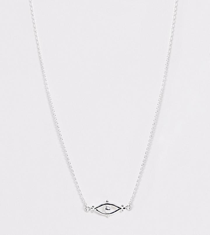 Asos Design Sterling Silver Necklace In Cut Out Eye Design - Silver