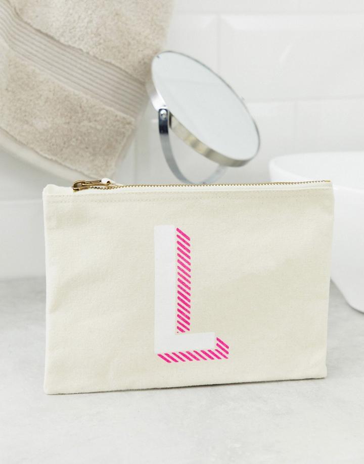 Asos Design Personalized L Pouch - Cream