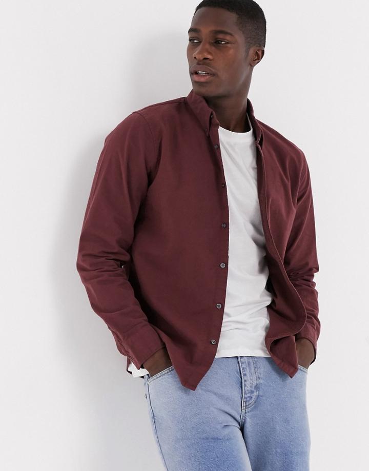 Abercrombie & Fitch Signature Moose Logo Long Sleeve Shirt In Burgundy-red