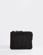 Asos Leather Zip Around Wallet With Embossed Suede - Black