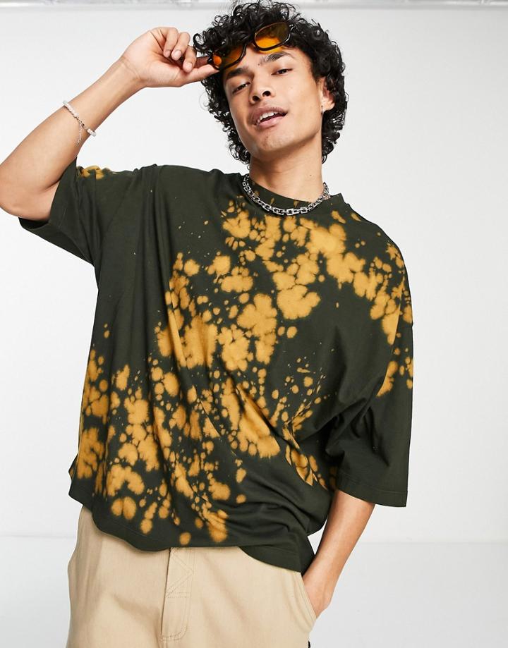 Asos Design Oversized T-shirt In Black And Orange Tie Dye