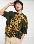 Asos Design Oversized T-shirt In Black And Orange Tie Dye
