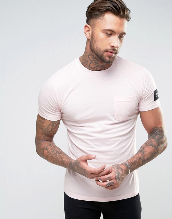Nicce London T-shirt In Pink With Sleeve Patch - Pink