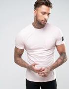 Nicce London T-shirt In Pink With Sleeve Patch - Pink
