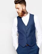 Asos Slim Waistcoat In Navy - Blue