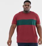New Look Plus T-shirt With Color Block In Burgundy - Black