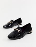 River Island Loafers With Gold Buckle In Black