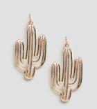 Reclaimed Vintage Inspired Cut Out Cactus Earrings - Gold