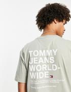 Tommy Jeans Worldwide Logo T-shirt In Stone-neutral
