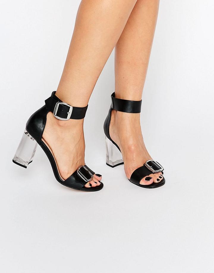 Asos Hoola Clear Heeled Sandals - Black