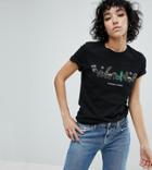 Adolescent Clothing Boyfriend T-shirt With Revenge Slogan & Flower Graphic - Black