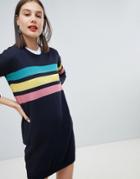 Esprit Rainbow 3 Stripe Sweater Dress - Gray