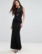 Club L Maxi Dress With Lace Applique Detail - Black