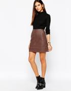 Warehouse Pu Studded Skirt - Tan