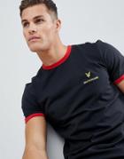 Lyle & Scott Germany Country Logo Ringer T-shirt In Black - Black
