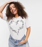 Yours Heart Print T-shirt In White