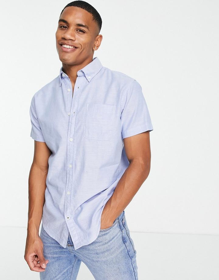 Jack & Jones Essentials Oxford Shirt Short Sleeves In Light Blue-blues