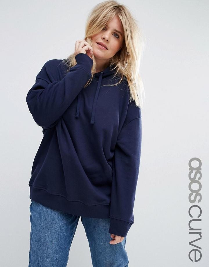 Asos Curve Ultimate Pullover Hoodie - Navy