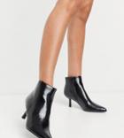 Asos Design Wide Fit Reunite Pointed Boots With Interest Heel In Black