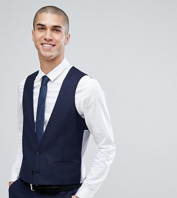 Heart & Dagger Skinny Db Suit Vest-navy