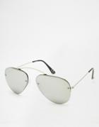 Asos Rimless Aviator Sunglasses With Highbrow - Silver Mirror