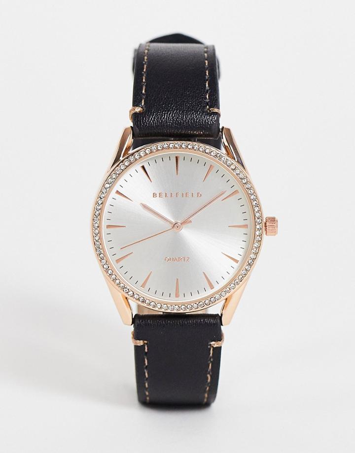 Bellfield Watch With Embellishment In Black-gold