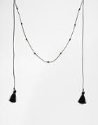 Asos Fine Black Tassel Necklace - Black