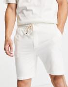 Pull & Bear Jersey Shorts In Ecru-neutral