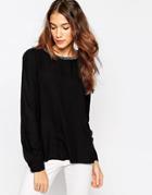 Vero Moda Long Sleeve Top With Embellished Neckline - Black