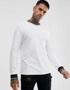Asos Design Long Sleeve T-shirt With Tipping In Black - White