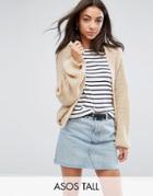 Asos Tall Chunky Cardigan In Fluffy Rib - Stone