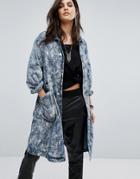G-star Boyfriend Overcoat With Paint Effect - Blue