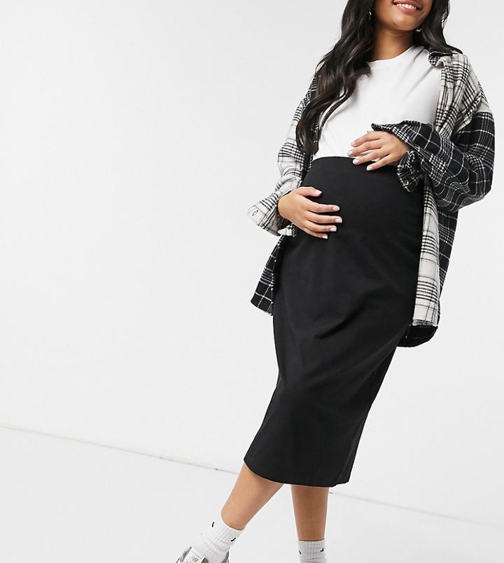 Outrageous Fortune Maternity Exclusive Midi Body-conscious Skirt In Black