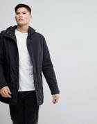 Solid Lightweight Hooded Parka - Black