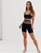 Asos Design Ariyana Fishnet Detail Shorts - Black