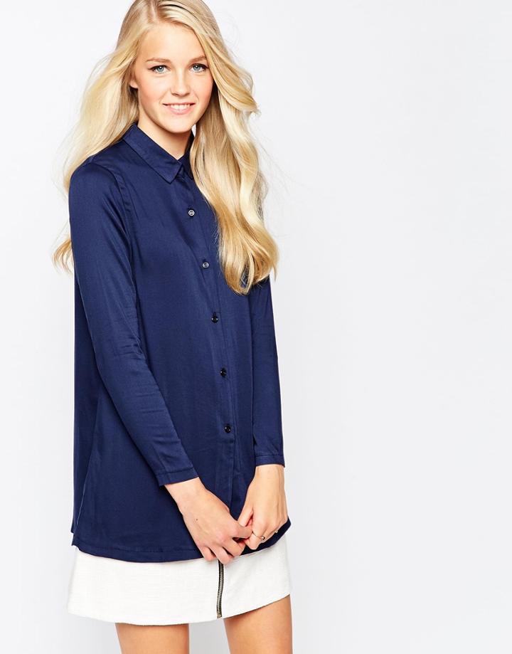 Closet Shirt With Split Back - Navy