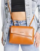 Claudia Canova Diagnonal Flap Crossbody Bag In Tan-brown