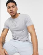 River Island Muscle Fit T-shirt In Gray-grey