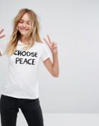 Monki Choose Peace T-shirt - White