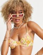 Monki Recycled Underwire Bikini Top In Floral Print-multi