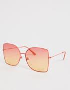 Asos Design 70's Metal Square Sunglasses - Pink