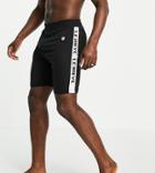 Le Breve Tall Lounge Set Shorts In Black With White Tape