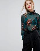 Y.a.s Bold Floral Print High Neck Top - Multi