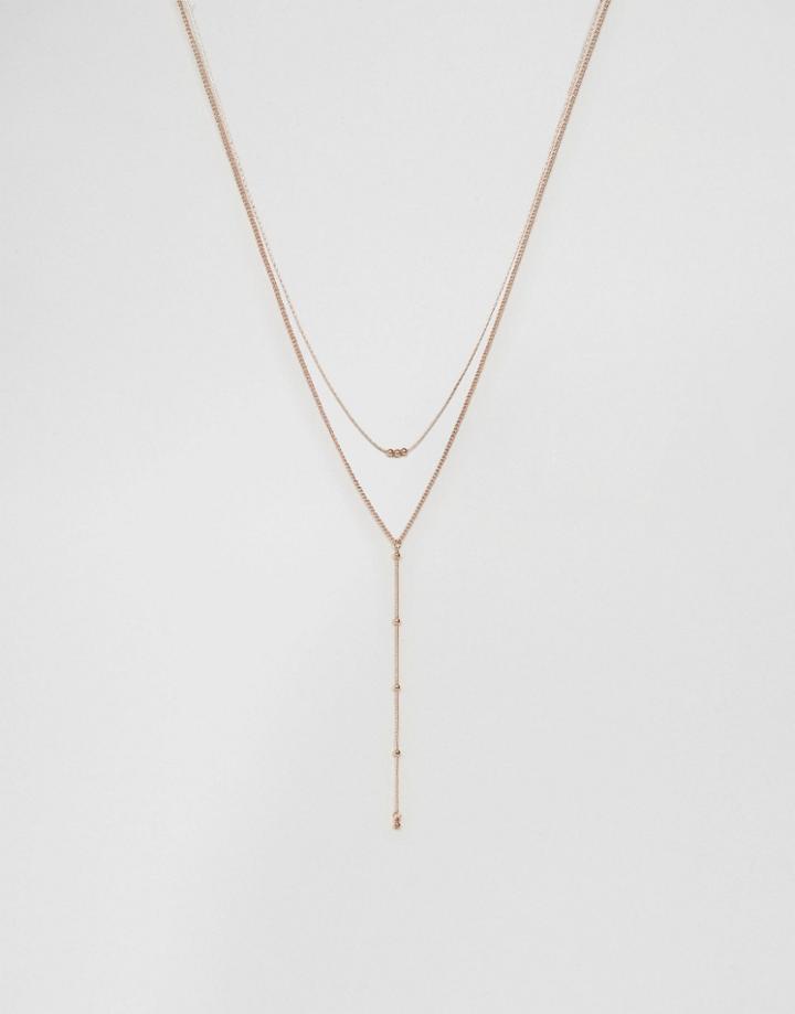 Asos Ball Chain Multirow Necklace - Copper