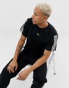 Adidas Originals Floating Stripe T-shirt In Black - Black