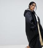 Asos Design Curve Maxi Fleece Lined Rainwear - Black